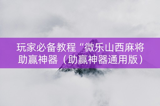玩家必备教程“微乐山西麻将助赢神器（助赢神器通用版）