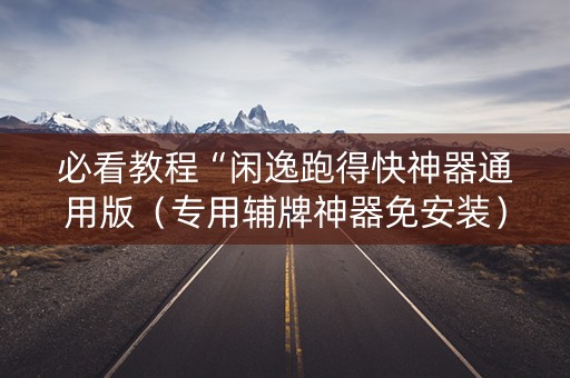 必看教程“闲逸跑得快神器通用版（专用辅牌神器免安装）