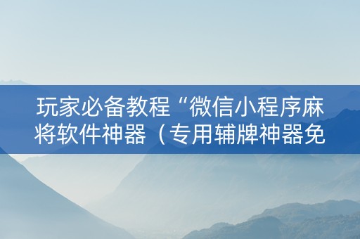 玩家必备教程“微信小程序麻将软件神器（专用辅牌神器免安装）