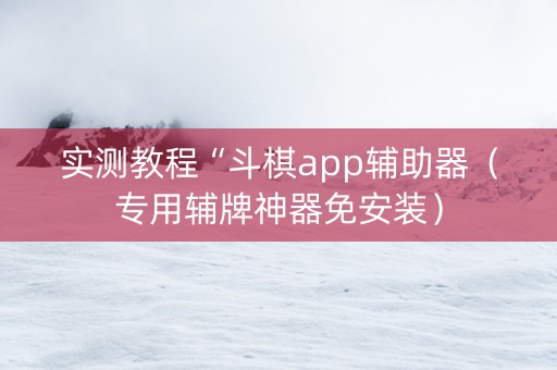 实测教程“斗棋app辅助器（专用辅牌神器免安装）