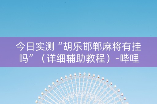 今日实测“胡乐邯郸麻将有挂吗”（详细辅助教程）-哔哩哔哩