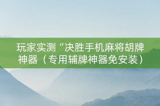 玩家实测“决胜手机麻将胡牌神器（专用辅牌神器免安装）