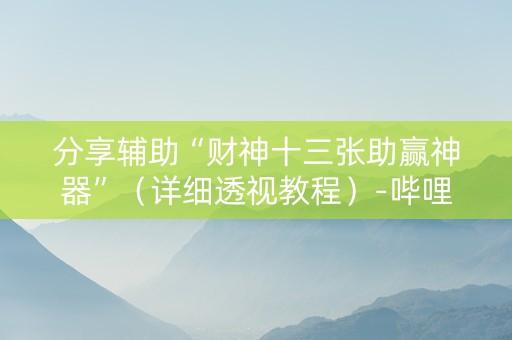 分享辅助“财神十三张助赢神器”（详细透视教程）-哔哩哔哩