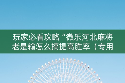 玩家必看攻略“微乐河北麻将老是输怎么搞提高胜率（专用辅牌神器免安装）