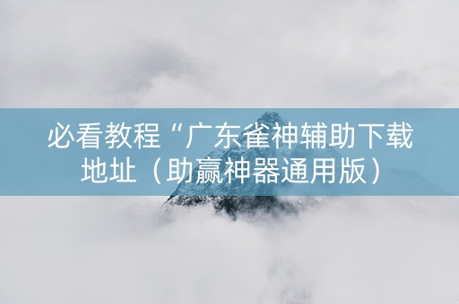 必看教程“广东雀神辅助下载地址（助赢神器通用版）