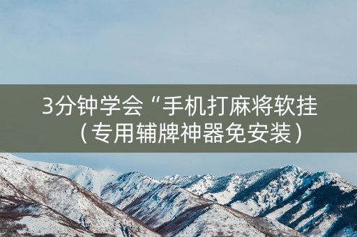 3分钟学会“手机打麻将软挂（专用辅牌神器免安装）
