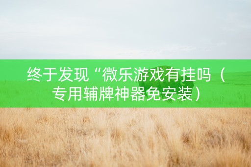 终于发现“微乐游戏有挂吗（专用辅牌神器免安装）