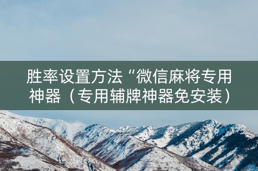 胜率设置方法“微信麻将专用神器（专用辅牌神器免安装）