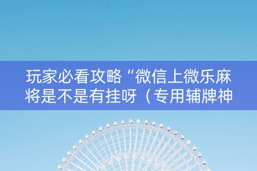 玩家必看攻略“微信上微乐麻将是不是有挂呀（专用辅牌神器免安装）