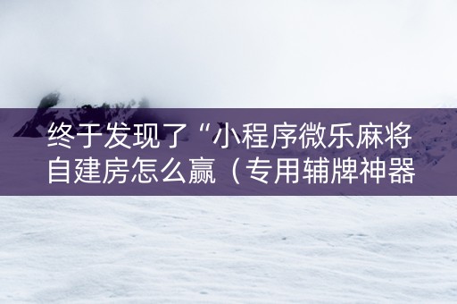 终于发现了“小程序微乐麻将自建房怎么赢（专用辅牌神器免安装）