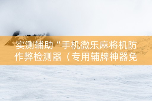 实测辅助“手机微乐麻将机防作弊检测器（专用辅牌神器免安装）