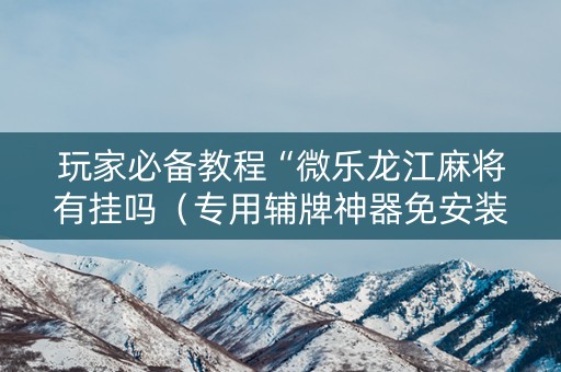 玩家必备教程“微乐龙江麻将有挂吗（专用辅牌神器免安装）