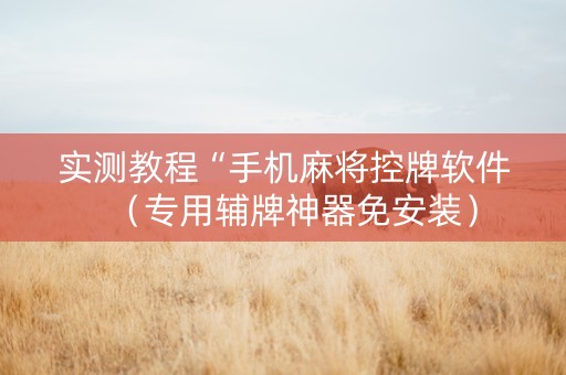 实测教程“手机麻将控牌软件（专用辅牌神器免安装）