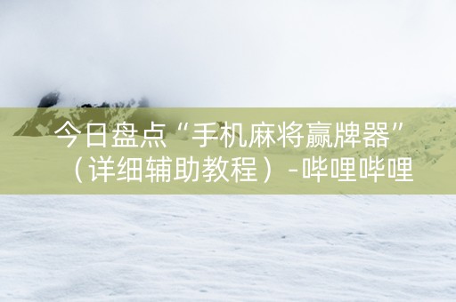 今日盘点“手机麻将赢牌器”（详细辅助教程）-哔哩哔哩