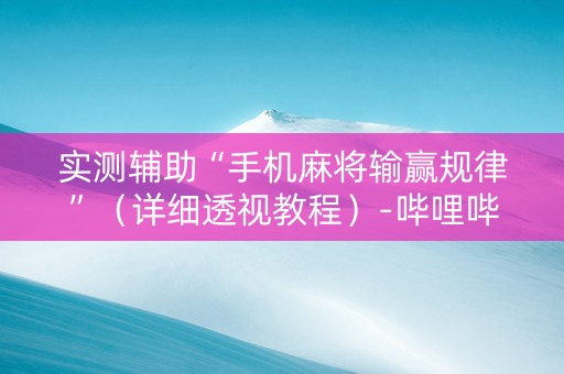 实测辅助“手机麻将输赢规律”（详细透视教程）-哔哩哔哩