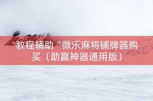 教程辅助“微乐麻将铺牌器购买（助赢神器通用版）