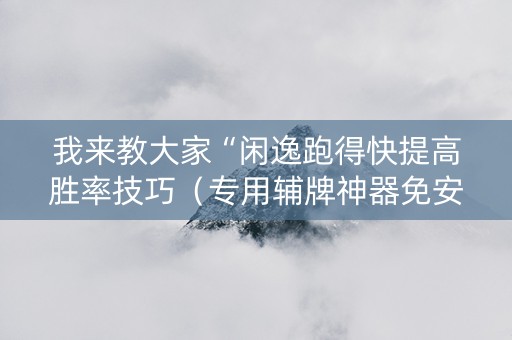 我来教大家“闲逸跑得快提高胜率技巧（专用辅牌神器免安装）