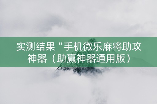 实测结果“手机微乐麻将助攻神器（助赢神器通用版）