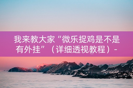 我来教大家“微乐捉鸡是不是有外挂”（详细透视教程）-哔哩哔哩