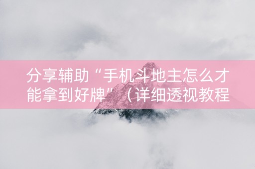 分享辅助“手机斗地主怎么才能拿到好牌”（详细透视教程）-哔哩哔哩