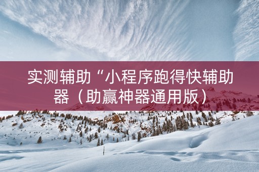 实测辅助“小程序跑得快辅助器（助赢神器通用版）