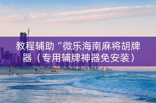 教程辅助“微乐海南麻将胡牌器（专用辅牌神器免安装）