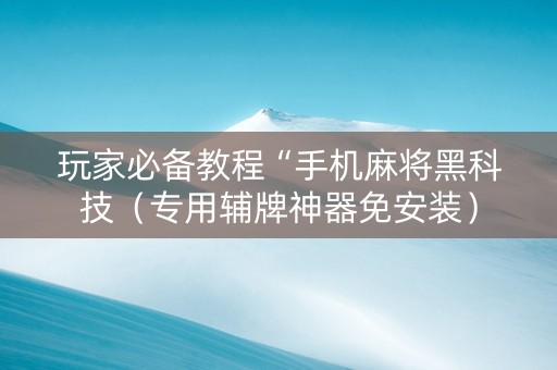 玩家必备教程“手机麻将黑科技（专用辅牌神器免安装）