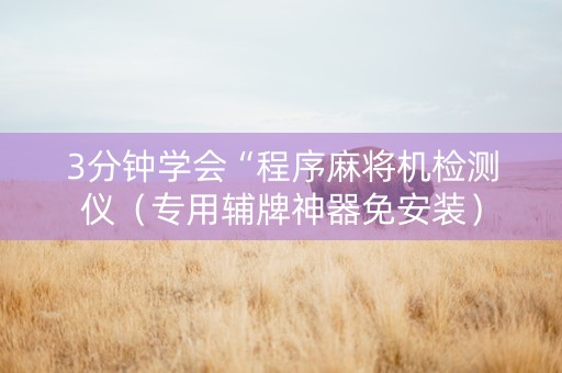 3分钟学会“程序麻将机检测仪（专用辅牌神器免安装）
