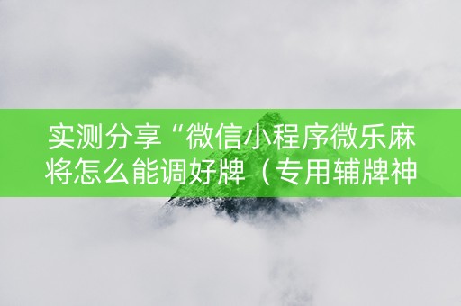 实测分享“微信小程序微乐麻将怎么能调好牌（专用辅牌神器免安装）