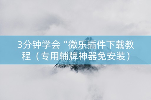 3分钟学会“微乐插件下载教程（专用辅牌神器免安装）