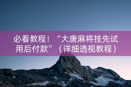 必看教程！“大唐麻将挂先试用后付款”（详细透视教程）-哔哩哔哩