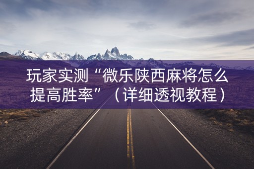 玩家实测“微乐陕西麻将怎么提高胜率”（详细透视教程）-哔哩哔哩