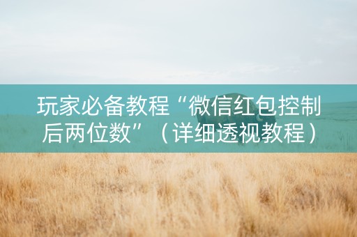 玩家必备教程“微信红包控制后两位数”（详细透视教程）-哔哩哔哩