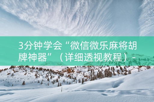 3分钟学会“微信微乐麻将胡牌神器”（详细透视教程）-哔哩哔哩