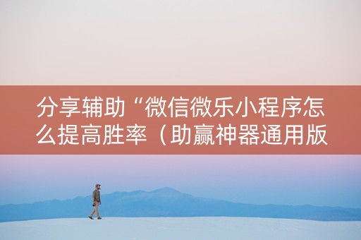 分享辅助“微信微乐小程序怎么提高胜率（助赢神器通用版）