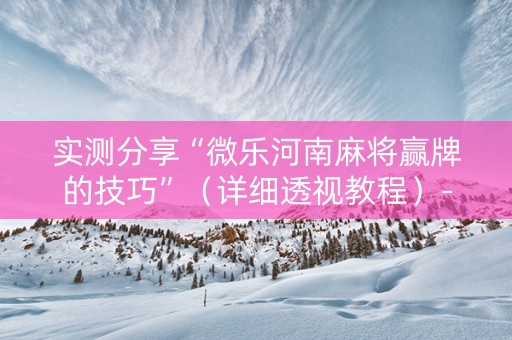 实测分享“微乐河南麻将赢牌的技巧”（详细透视教程）-哔哩哔哩
