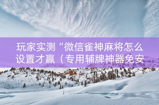 玩家实测“微信雀神麻将怎么设置才赢（专用辅牌神器免安装）