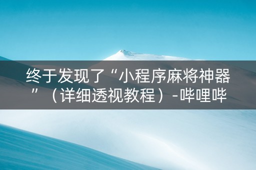 终于发现了“小程序麻将神器”（详细透视教程）-哔哩哔哩