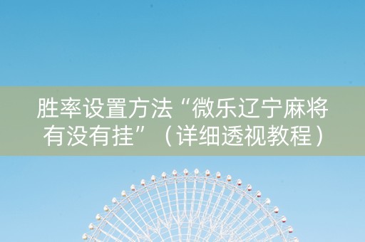 胜率设置方法“微乐辽宁麻将有没有挂”（详细透视教程）-哔哩哔哩