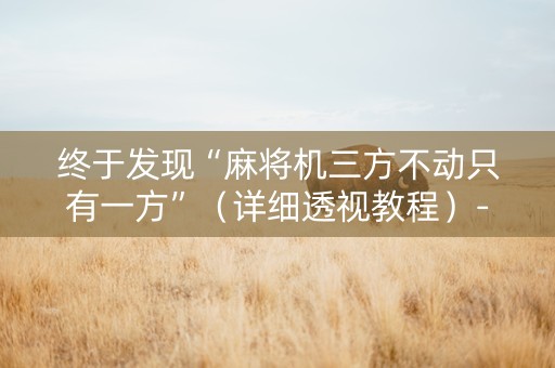 终于发现“麻将机三方不动只有一方”（详细透视教程）-哔哩哔哩