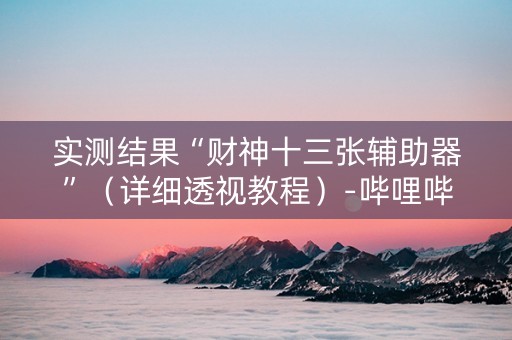 实测结果“财神十三张辅助器”（详细透视教程）-哔哩哔哩