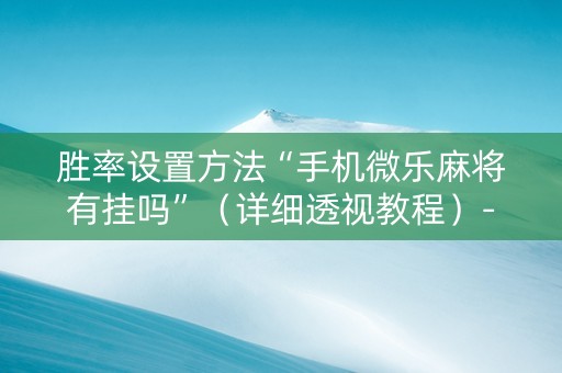 胜率设置方法“手机微乐麻将有挂吗”（详细透视教程）-哔哩哔哩