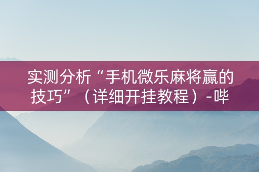 实测分析“手机微乐麻将赢的技巧”（详细开挂教程）-哔哩哔哩