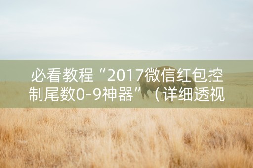 必看教程“2017微信红包控制尾数0-9神器”（详细透视教程）-哔哩哔哩