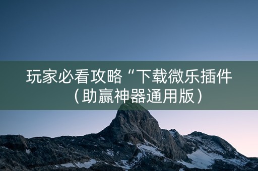玩家必看攻略“下载微乐插件（助赢神器通用版）
