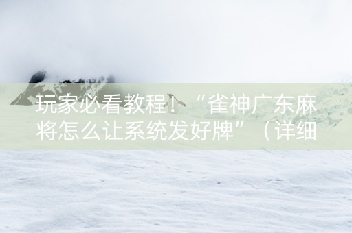 玩家必看教程！“雀神广东麻将怎么让系统发好牌”（详细透视教程）-哔哩哔哩