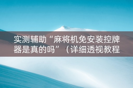 实测辅助“麻将机免安装控牌器是真的吗”（详细透视教程）-哔哩哔哩