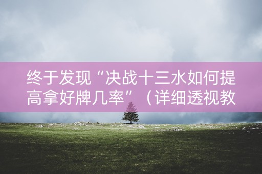 终于发现“决战十三水如何提高拿好牌几率”（详细透视教程）-哔哩哔哩