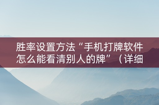 胜率设置方法“手机打牌软件怎么能看清别人的牌”（详细透视教程）-哔哩哔哩