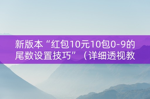 新版本“红包10元10包0-9的尾数设置技巧”（详细透视教程）-哔哩哔哩